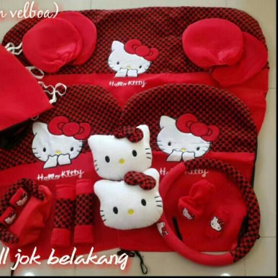 Terlaris Sarung Cover Jok Bantal Mobil 18 In 1 Karakter Hello Kitty 2 Baris Jok Agya Ayla Karimun Br