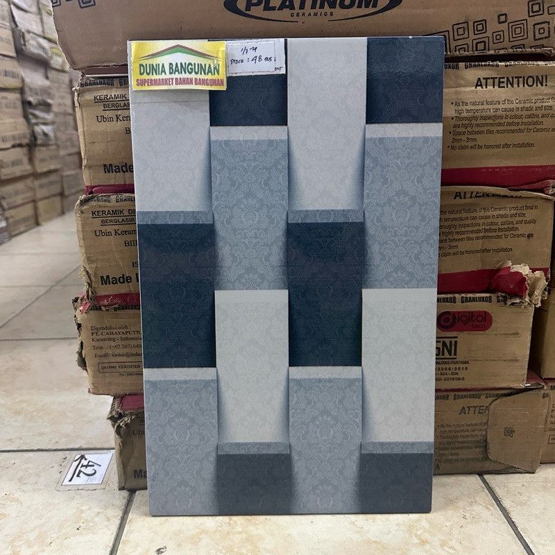 Keramik 25x40 Dinding GRANLUXOR Wallace Abu Keramik Glossy / Keramik Dinding Kamar Mandi / Keramik D