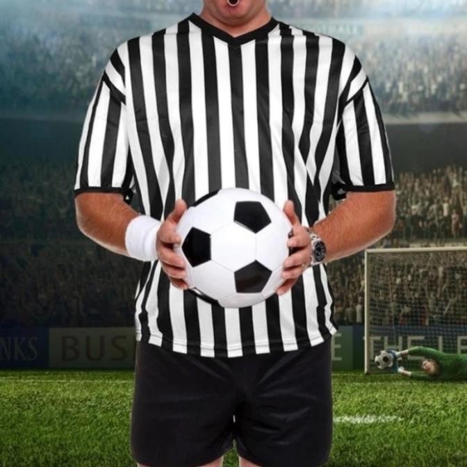 Kostum Baju Jersey Wasit Hitam Putih Basket Futsal sepak Bola volley