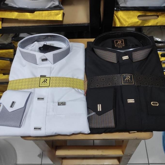 Baju Gamis Muslim Pria Jubah Alraz Katun Premium model Alharits Manset Panjang