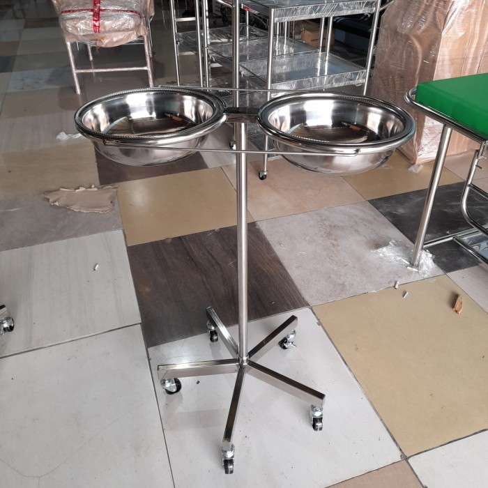 Stand Waskom Double Kaki 1 Stainless - Troli Waskom Double Free Waskom