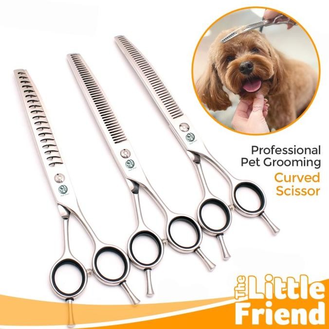 Gunting Sasak Lengkung Grooming Bulu Anjing Fishbone Shark Tooth