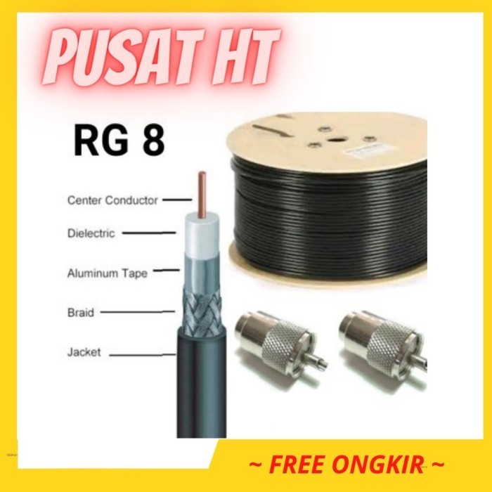 HOT SALE Kabel RG-8 Coaxial Radio RIG D-Antena 25 Meter + Konektor