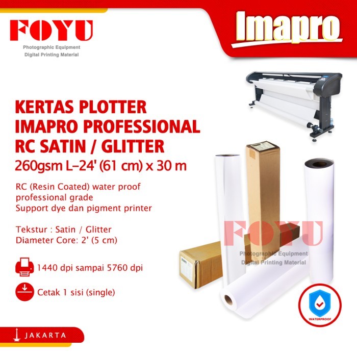 

HOT SALE! Kertas Plotter Imapro Professional RC Satin Glitter 260gsm L-24'x30m