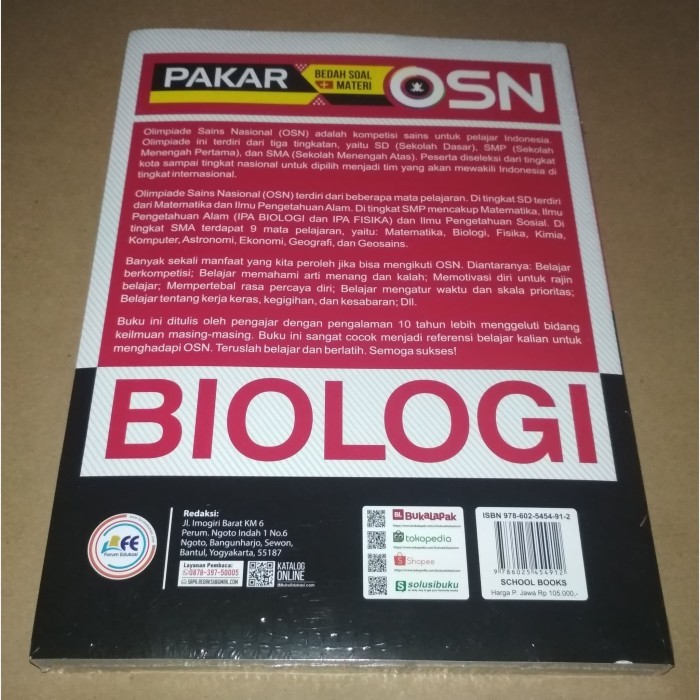 

KIRIM HARI INI BUKU OSN SMP : PAKAR OSN BIOLOGI SMP