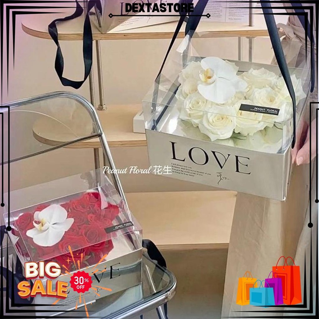 

Square Silver Magic Bloombox Tulisan Love / Flower Box/Kotak Bunga /Hbd /Valentine / Hari Ibu D Sale