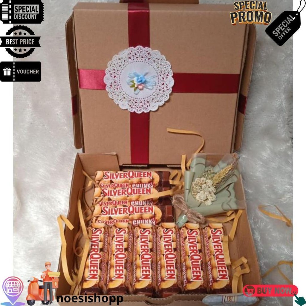 

Hampers Love/Hampers Coklat Silverqueen/Hampers Hijab/Hampers Lebaran/Hampers Guru/Gift Box Coklat/Hampers Ultah/Hampers Valentine Love Mix Silverqueen Free Blank Gift Card Gratis Kartu Ucapan D Promo Puncak