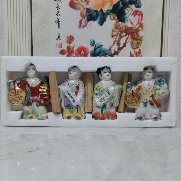 Patung keramik china anak set 4 pcs Nos