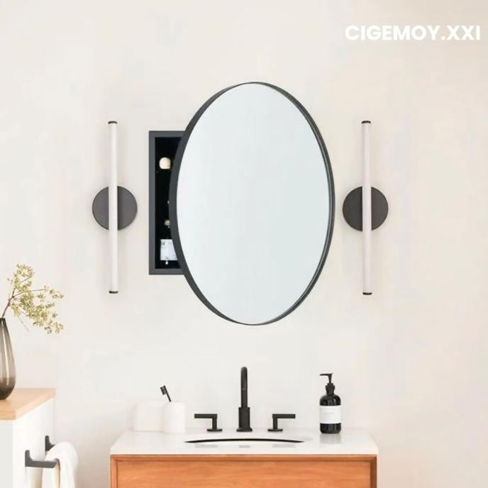 Kabinet Cermin Hiasan Dinding Aesthetic Bulat [GARANSI 100%] Free Packing / Kabinet Cermin Kamar Man
