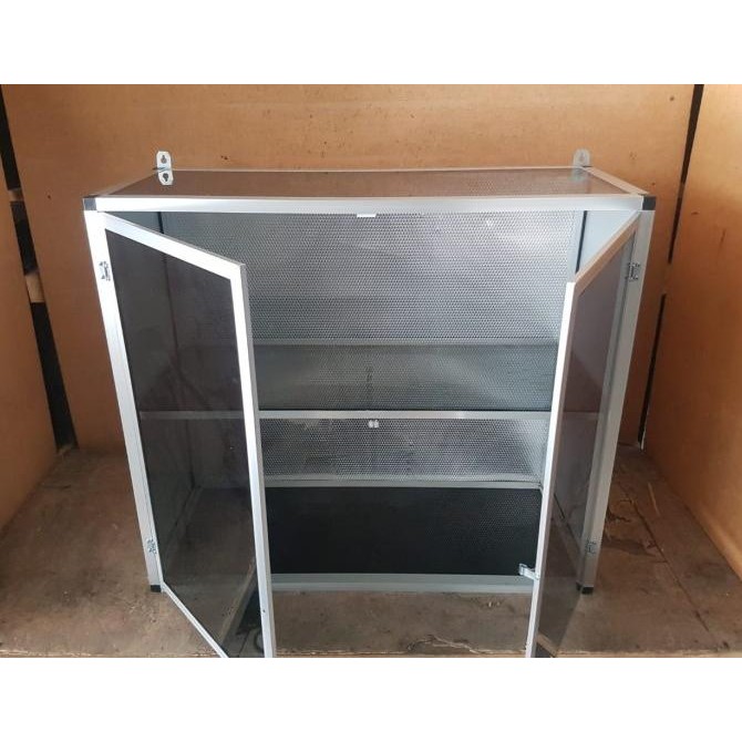 Rak Gantung Lemari Dapur Kitchen Set Atas Aluminium Kaca 2 Pintu Polos Wisnai.1