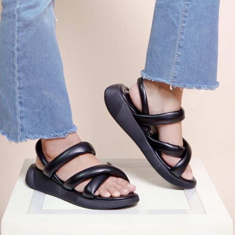 SALE LAPEPA YUK - Sepatu Sandal Wanita Wedges VIVIAN Model Silang dua Tali Strap Belakang Hak Tinggi