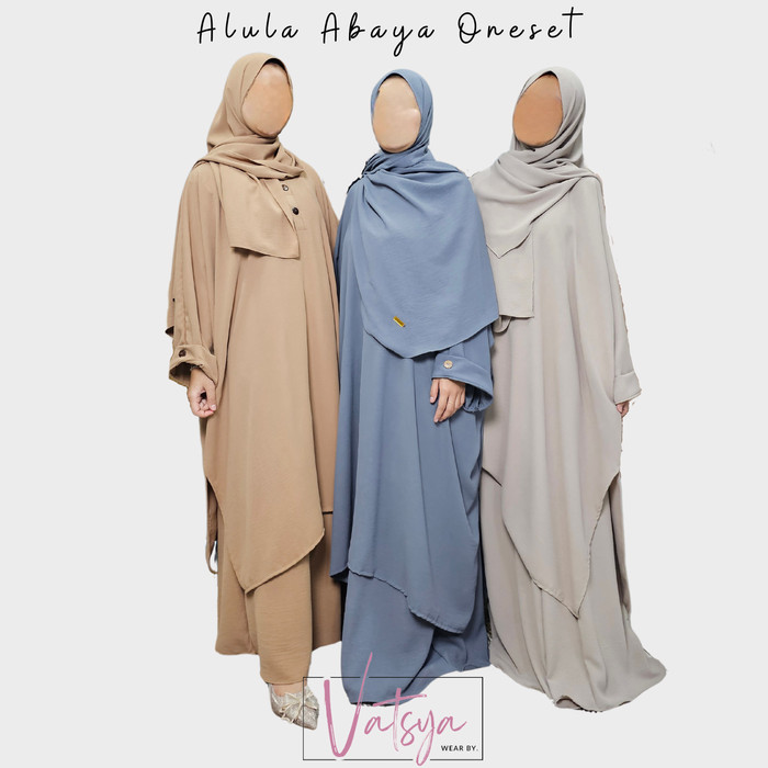 Alula Abaya Tunik Syari - One Set Tunik Jumbo + Rok + Pashmina Oval