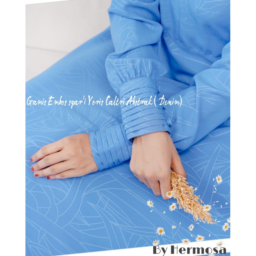 Gamis denim syari-gamis hermosa biru denim-gamis lebaran denim premium