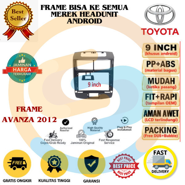 Frame double din toyota avanza Veloz Daihatsu Xenia 9 inch 2012