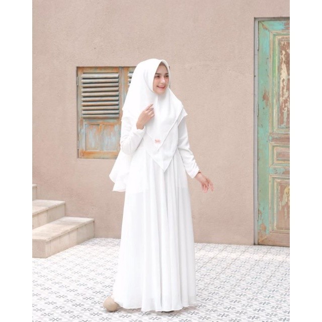 Gamis polos kekinian/Mayra Syari/Putih Bersih/Size M L XL XXL/Jumbo