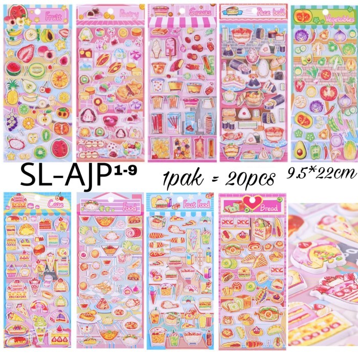 

Terbaru Sticker Food Fruit Snack Vegetable Bread Fast Food Cake Stiker Timbul Low Price