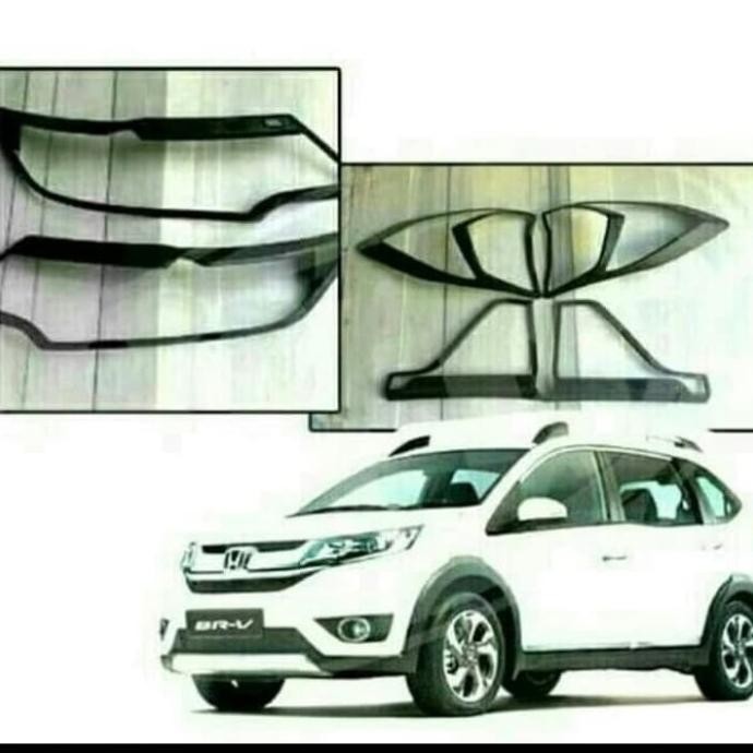 GARNIS LIST LAMPU DEPAN BELAKANG HONDA BRV BLACK HITAM
