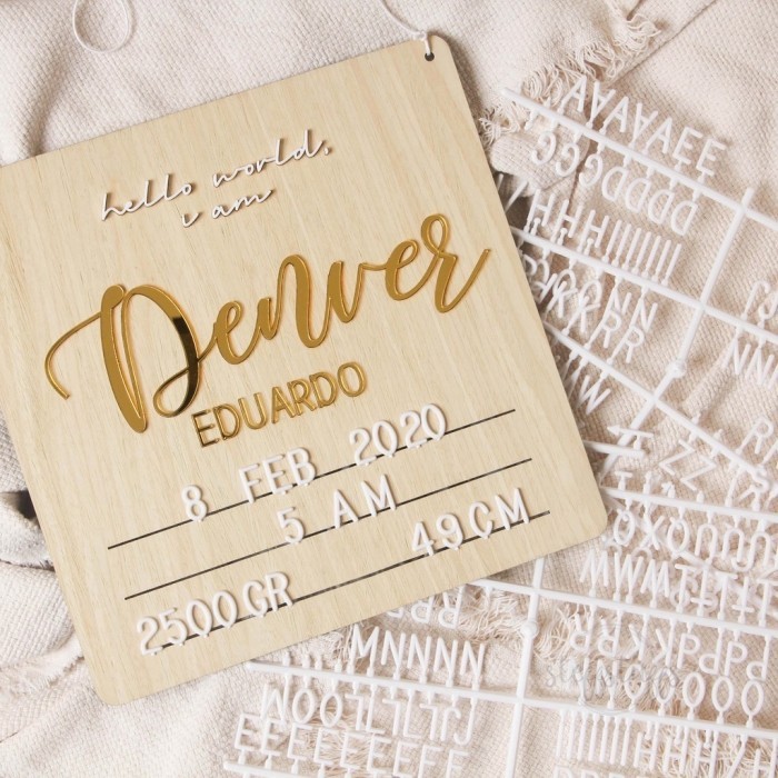 

Customized Baby Board Felt Letter / Wooden Board Customized Gold Board