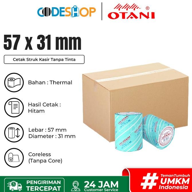 

Sale 1 Dus Kertas Thermal Otani 57 X 31 Mm Roll Printer Struk Kasir 58Mm