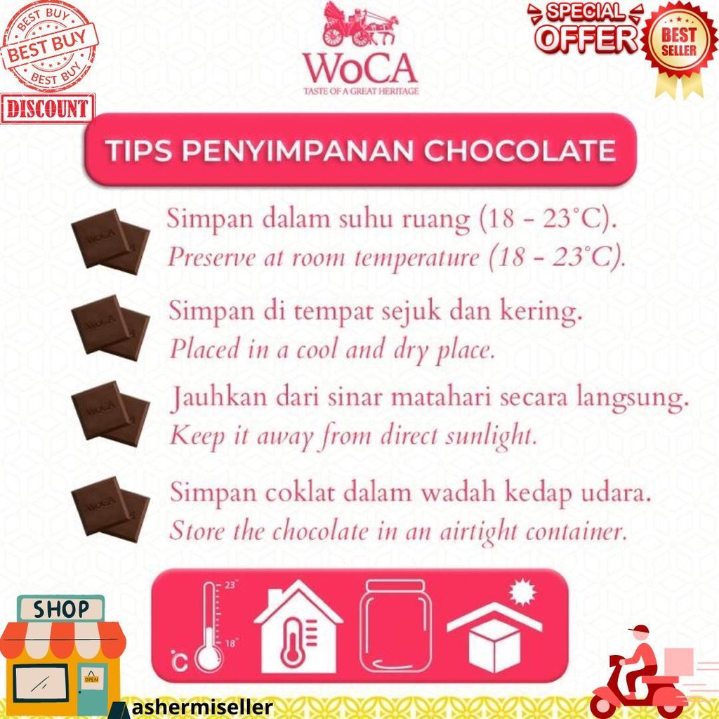 

Woca Cokelat Mix Assorted Premium Chocolate Bar 6X40 Gram D Termurah