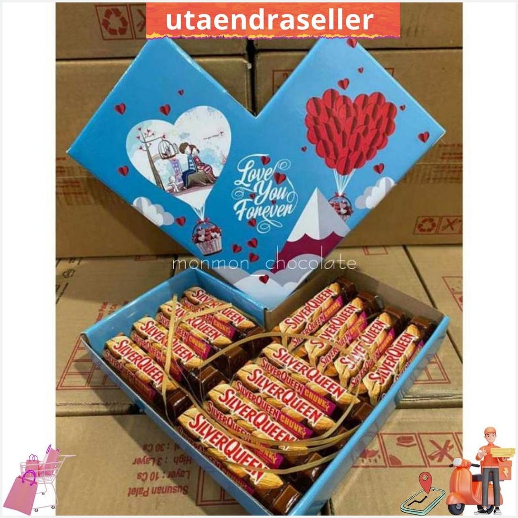 

Hampers Coklat Silverqueen Love Chunky Isi 12 - Free Kartu Ucapan (Tulis Dicatatan) Siap Kirim