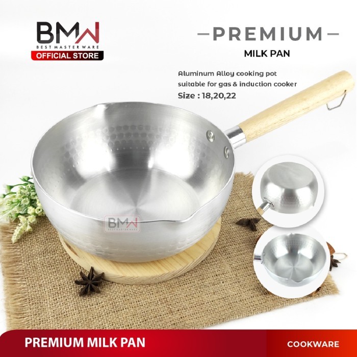 BMW Kitchen Ware - Panci Mie Rebus Gagang Kayu Milk Pot Alumunium