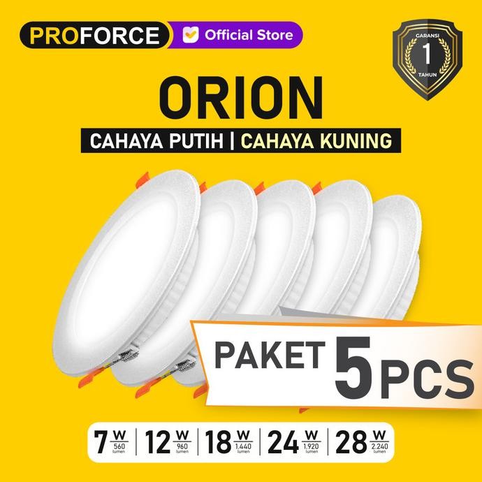 Grosir Lampu Downlight Panel Plafon Led Warna Cahaya Putih Dan Kuning Proforce Orion Paket 5 Pcs Gar