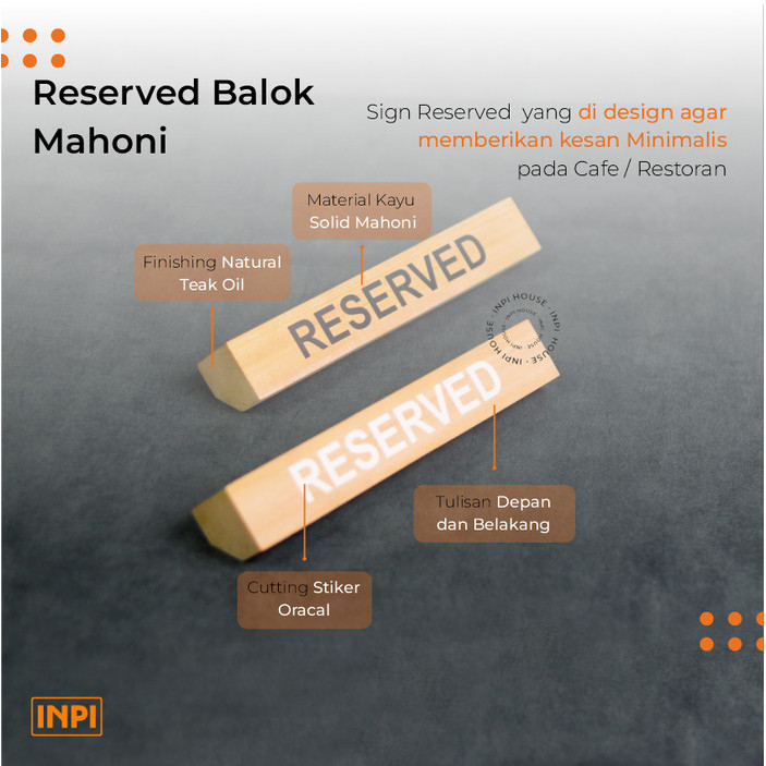 Reserved Sign - Penanda Meja Reserved - Sign Kayu - Reserved Kayu
