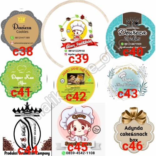 Stiker label produk makanan minuman cup kue toko custom sticker