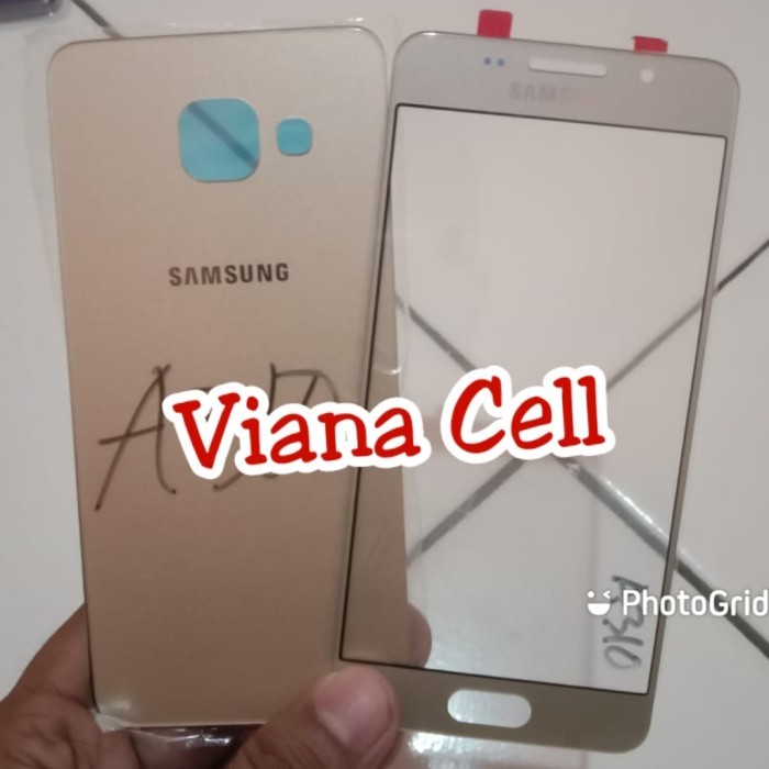 BACKDOOR KACA DEPAN LCD SAMSUNG A310 A310F A3 2016 GOLD ORIGINAL