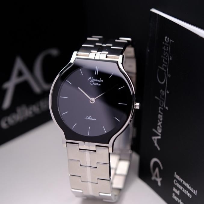 Grosir Jam Tangan Original Alexandre Christie Pria Ac 8410 Asteria Ketebalan Tipis - Silver Black