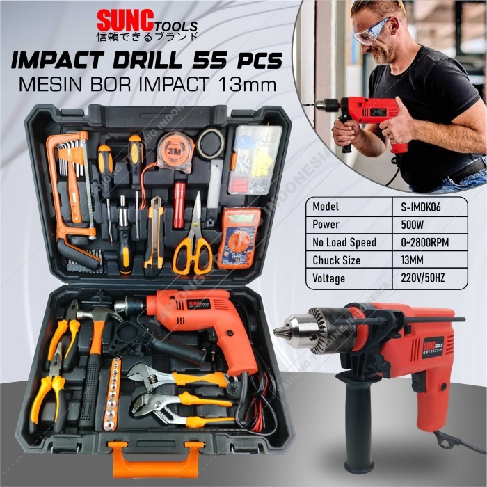 Mesin Bor Impact Drill Impek Listrik SET 55pcs 13mm 55 Pcs
