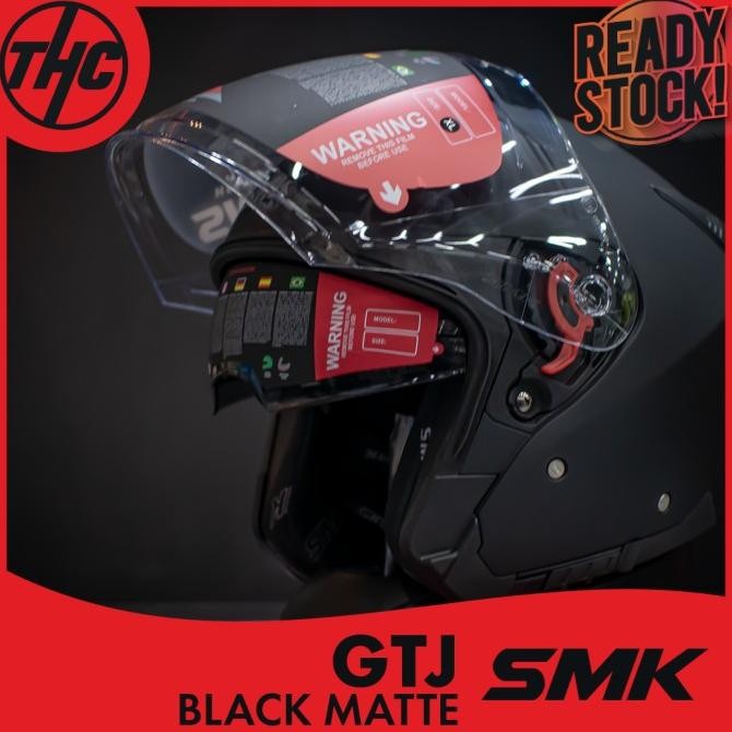 Helm Smk Gtj Black Matte Half Face Helmet Smk Zei_Sei