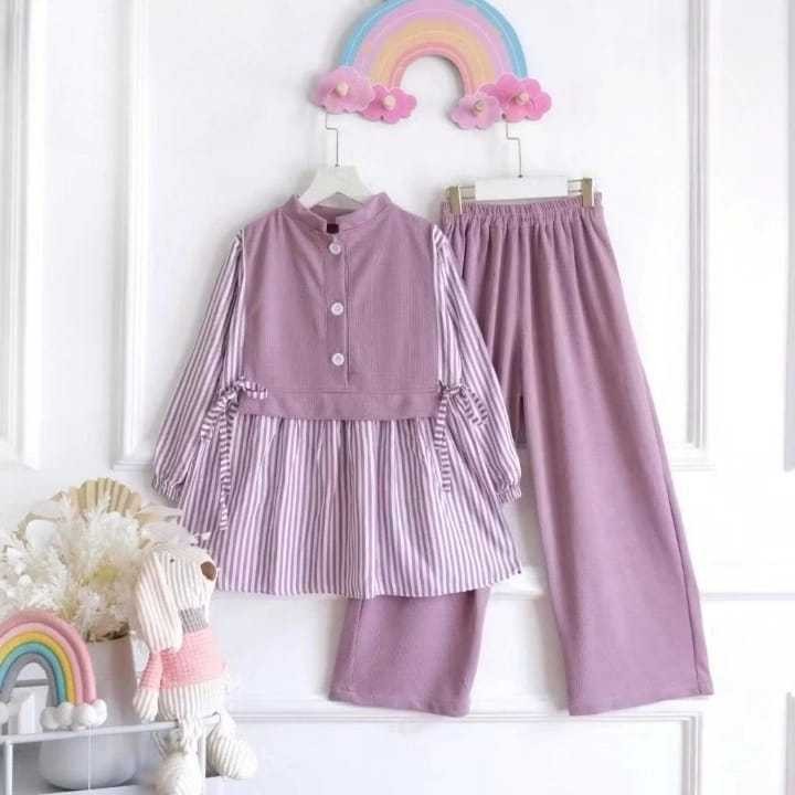 Stelan Remaja Korean Style Pakaian Muslim Oneset Umur 7 8 Cewek One Set Anak2 Kekinian Setcel 6Thn 1