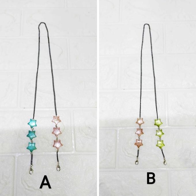 Grosir Konektor Kalung Masker Mote Bintang Rantai Hitam - Strap Masker