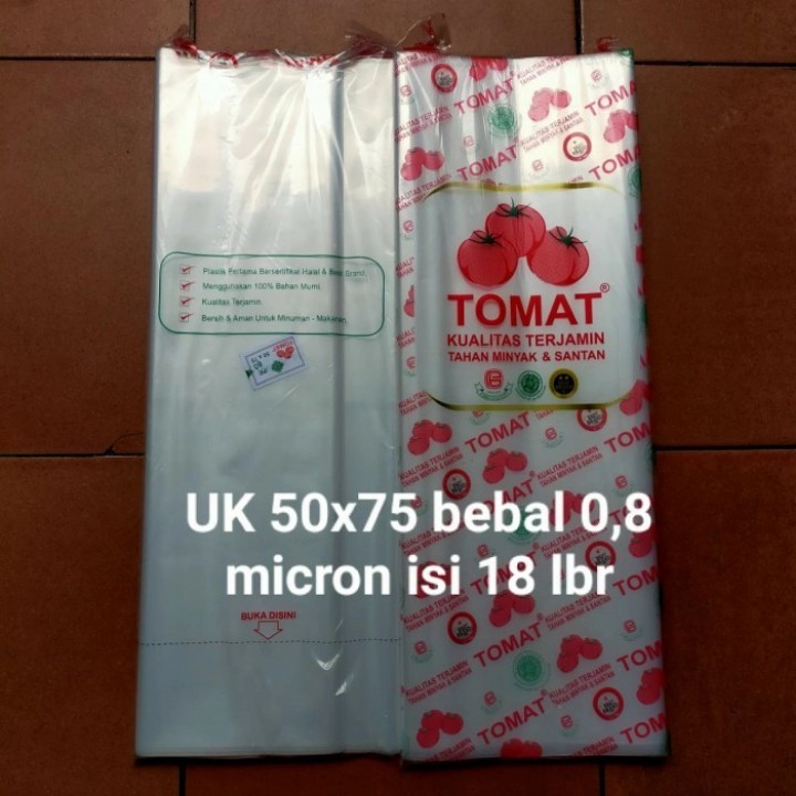 PLASTIK PE CAP TOMAT UK. 50x75 TEBAL 0,8/Grosir 1 Ball 30 KG