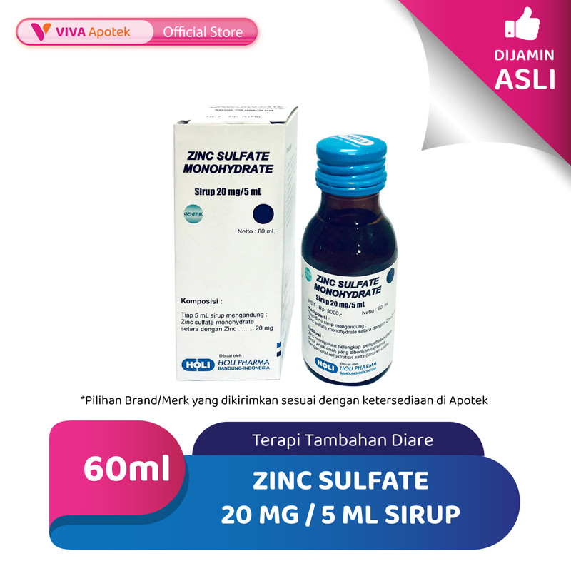 Zinc Sulfate 20 mg / 5 ml Sirup untuk Terapi Tambahan Diare (60 ml)