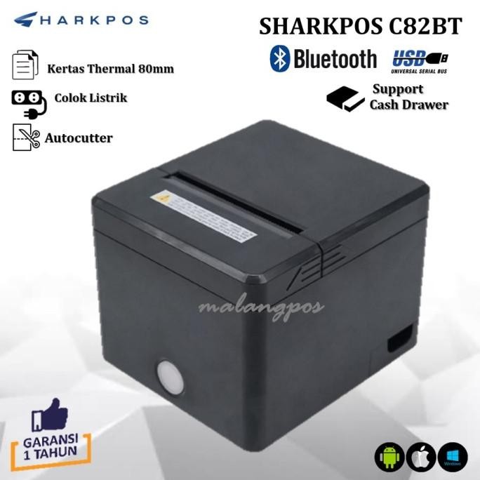TERBARU - Printer Thermal Sharkpsos SP-C82BT 80mm USB Bluetooth Autocutter J82BT