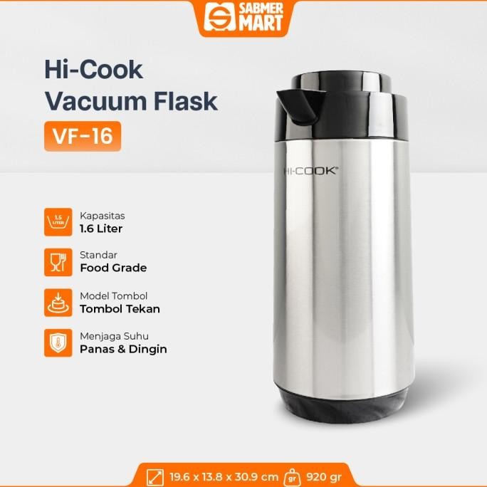 Murah Termos Air Panas / Termos Pencet Mini Stainless Steel 1,6 L / Termos Vakum Hi-Cook Vf-16