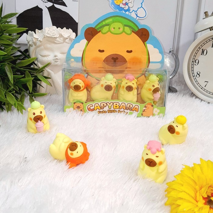 

Penghapus Capybara Box Mewah 1 Set Isi 4 Pcs Super Cute Lucu / Penghapus Eraser 1 Pack Lengkap Isi 4