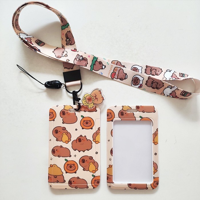 

Id Card Holder Name Tag Lanyard / Kalung Wadah Kartu Identitas Tapping Cute Capybara Kapibara Lucu