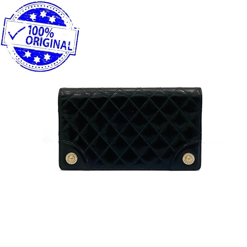 Preloved Chanel Quilted Black Flap Wallet #12 Original