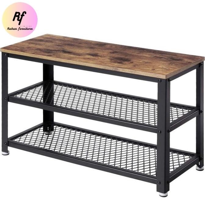 Rak Sepatu Modern Industrial / Rak Sepatu Bangku / Rak Sepatu Holow