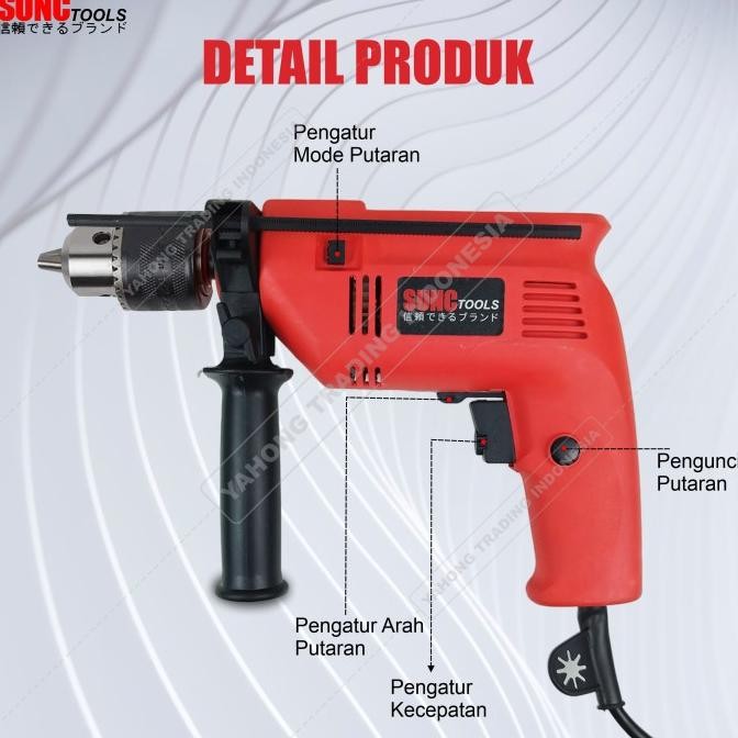 Mesin Bor Listrik 10Mm Bor Impact Drill 13Mm Bolak Baliik