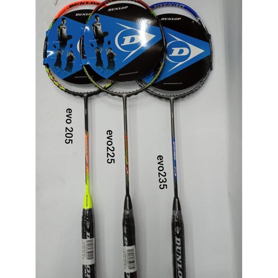 Miliki Raket Badminton New Dunlop Evo 205/ Evo 225/ Evo 235 +Senar + Grip Ori
