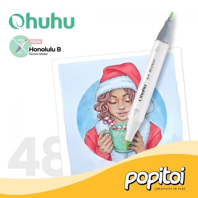 

HOT PROMO OHUHU Honolulu 48 Pastel Colors Dual Tip Brush Fine Chisel Art Marker