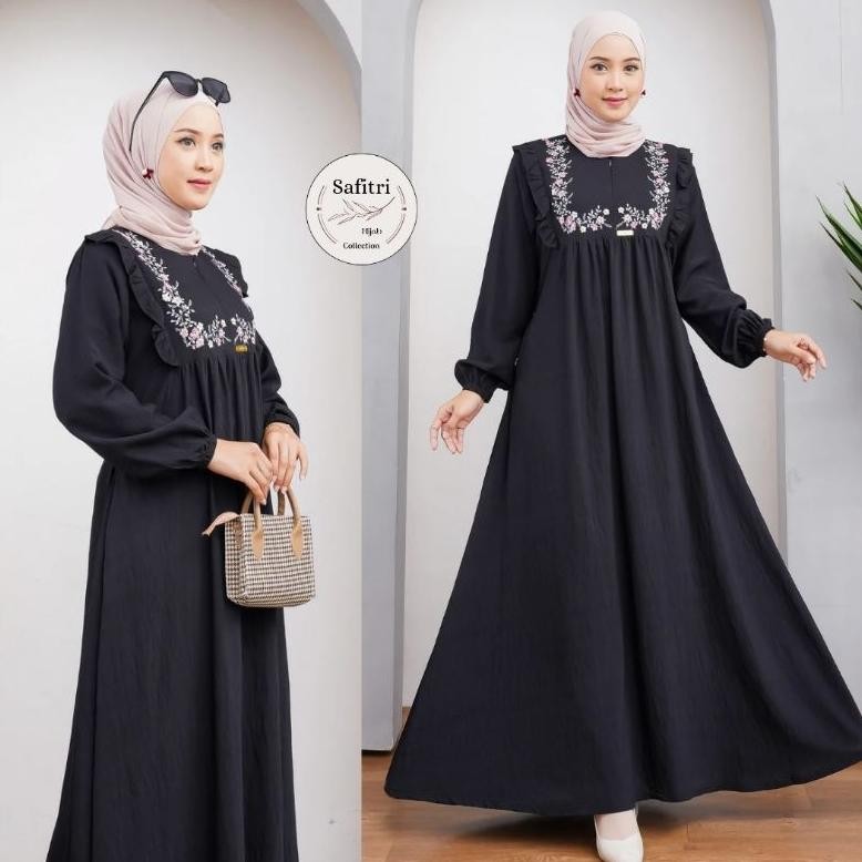 ORIGINAL ZORA DRESS 1 Gamis bahan polo linen putih hitam Manasik Haji Thawaf Umroh by Safitri Fashio