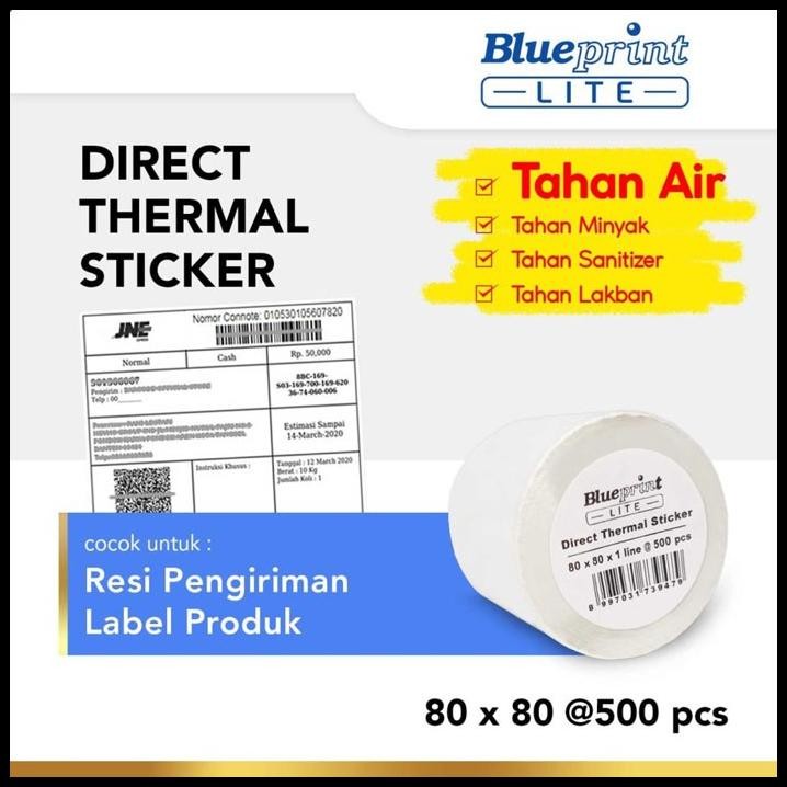 

Blueprint Lite Direct Thermal Sticker Label Stiker Barcode 80x80 mm 1 Line 500 pcs