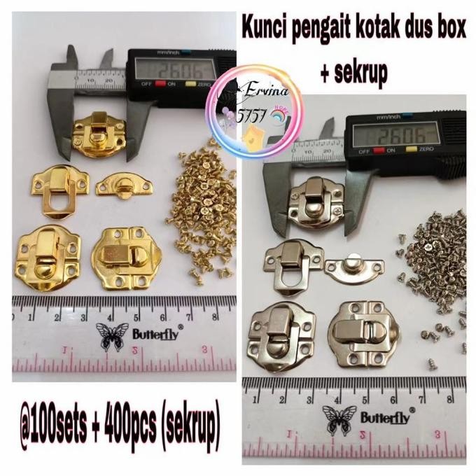 

100sets kunci pengait kotak dus / kunci tas box + sekrup