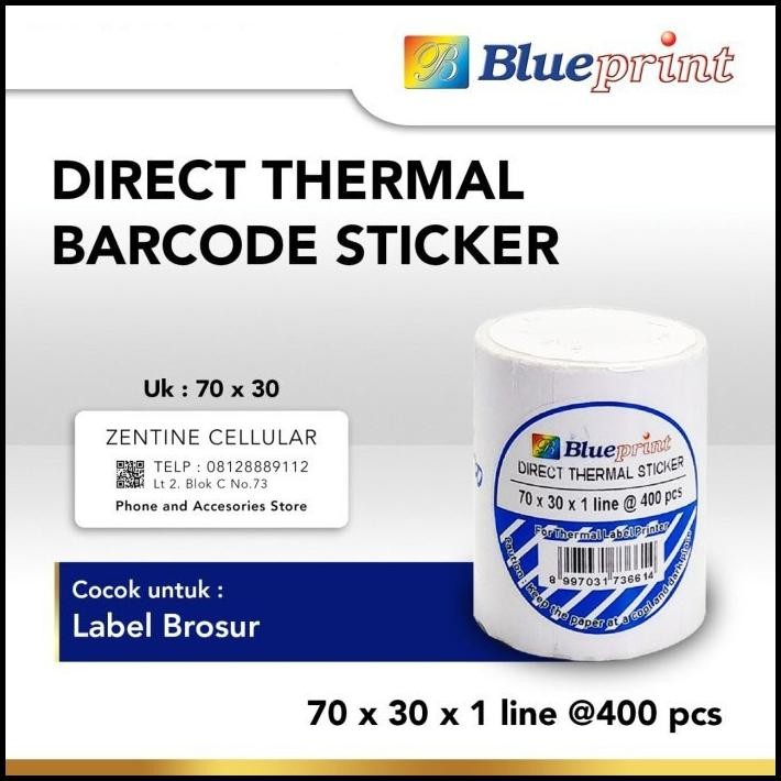 

Blueprint Direct Thermal Sticker Label Stiker Barcode 70x30 mm 1 Line 400 pcs